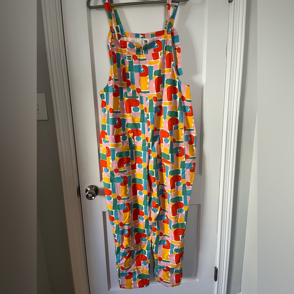 Lucy & Yak geo print dungarees